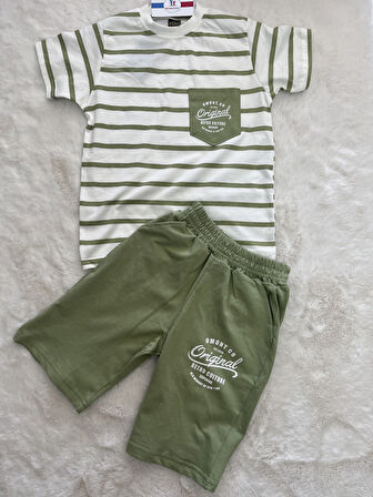 Tişörtü Cepli Erkek Çocuk  İkili Takım