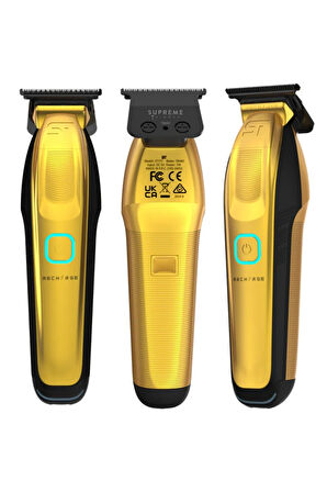 Supreme Trimmer Gold Recharge Trimmer – 3 Şarj Seçeneği, Çıkarılabilir Pil, RGB LED Göstergeli