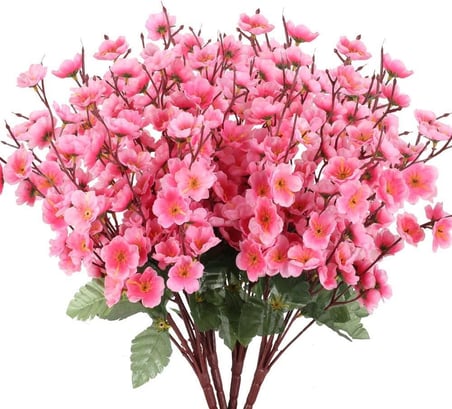 Yapay Çiçek Bahardalı Japon Kiraz Çiçeği 9 Dallı 35cm Pembe 3 Demet