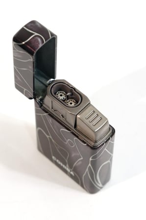 Cohiba Çift Torch Pürmüz Desenli Metal Puro Çakmağı - TR9626