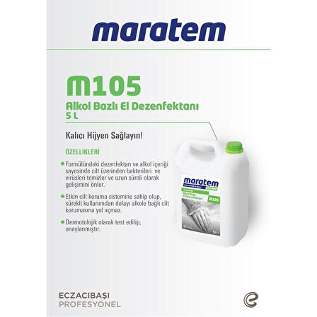 Eczacıbaşı Maratem M105 Alkol Bazlı El Dezenfektanı 5 Litre
