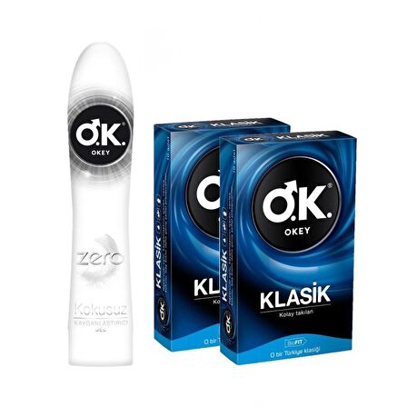 Okey Zero Kayganlaştırıcı Jel 100ML ve Okey Klasik Prezervatif 10lu - 3lü Set