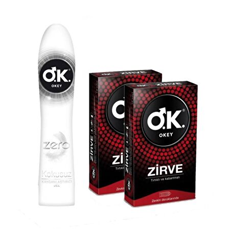 Okey Zero Kayganlaştırıcı Jel 100ML ve Okey Zirve Prezervatif 10x2 - 3lü Set