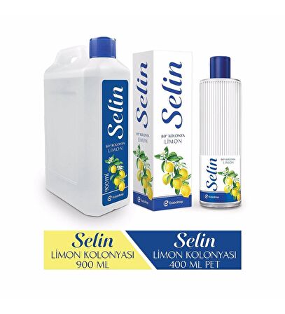 Selin Limon Kolonyası 80 Derece Pet Şişe 400 - 900 ml 2 Adet