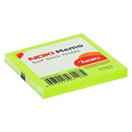 Noki Memo 75x75 mm Yapışkanlı Not Kağıdı 80 Yaprak Yeşil 12 Adet 12211