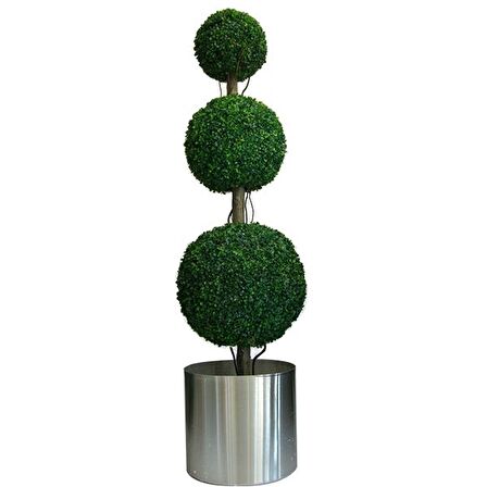 Yapay Ağaç Şimşir Top 3 Toplu 170 cm Galvaniz Saksılı 1. Kalite
