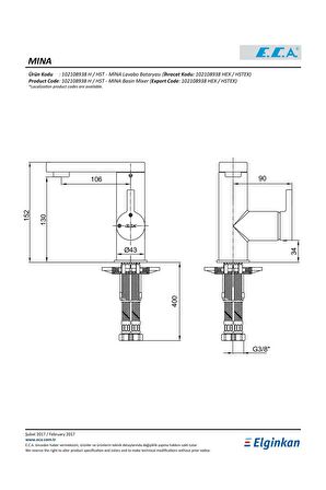 Eca Mina Lavabo Bataryası 102108938H