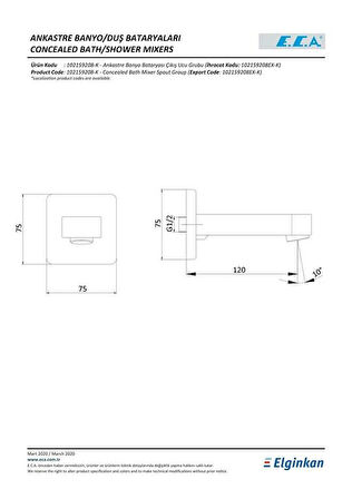 Eca Ankastre Banyo Bataryası Çıkış Ucu (G 1/2")  102159208-K