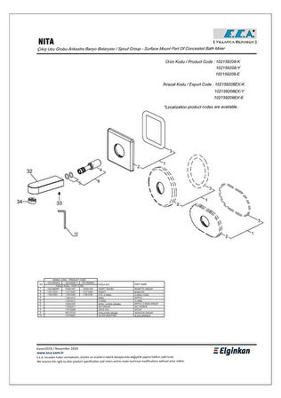 Eca Ankastre Banyo Bataryası Çıkış Ucu (G 1/2")  102159208-K