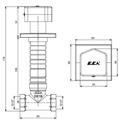 ECA Royal Ankastre Ara Kesme Valfi Mat Siyah 102151026C1
