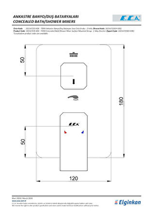 Eca Tiera Ankastre Banyo Bataryası Sıva Üstü Grubu - 2 Yollu 102167235-KDE