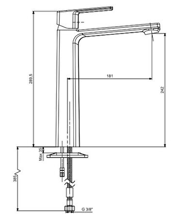 ECA Royal Yüksek Tip Lavabo Bataryası Mat Siyah 102188670C1