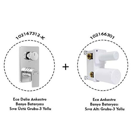Eca Dalia Ankastre Banyo Bataryası 2 Parça Set / 3 Yollu (102167312-K+102166301)