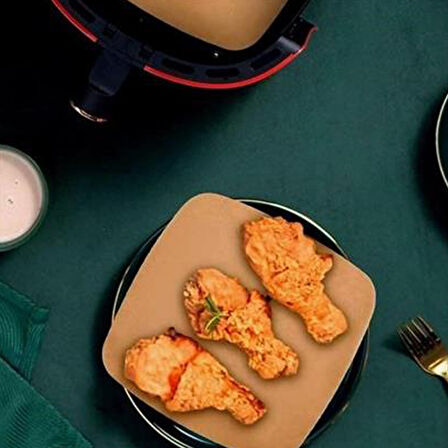 Pişirme Kağıdı 200 Adet Air Fryer  Tek Kullanımlık Hava Fritöz Yağ Geçirmez Yapışmaz Gıda Pişirme Kağıdı Delikli Kare Model