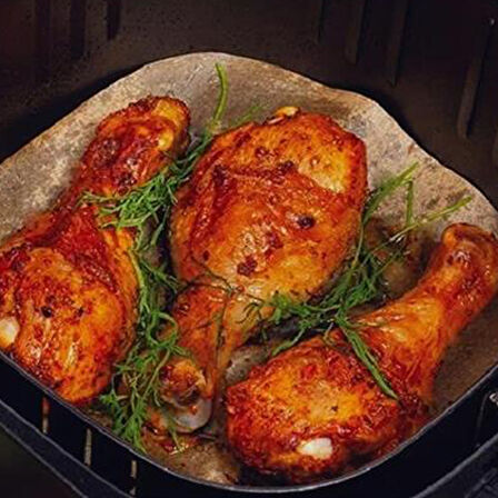 Pişirme Kağıdı 200 Adet Air Fryer  Tek Kullanımlık Hava Fritöz Yağ Geçirmez Yapışmaz Gıda Pişirme Kağıdı Delikli Kare Model