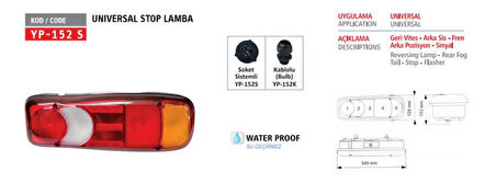 Renault Truck Stop Lambası Renault Valeo Tip Soketli Takım - Yuceplast Yp-152 S