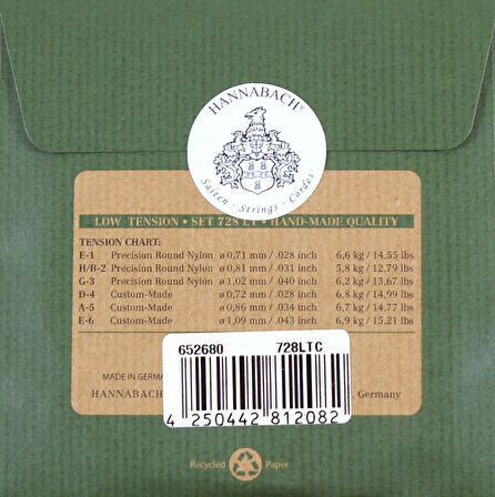Hannabach 728LTC Custom Made Low Tension Klasik Gitar Teli