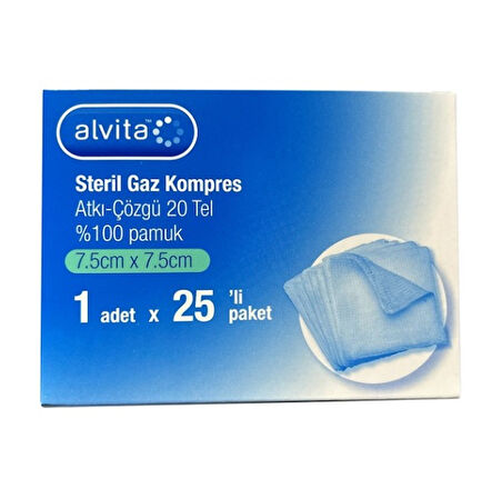 Alvita Steril Gaz Kompres 7,5x7,5 cm 25li