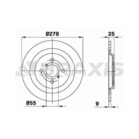 Toyota Fren Diski Arka Yarıs 05>13 Fransız Duz 278mm - Braxıs Ae0120