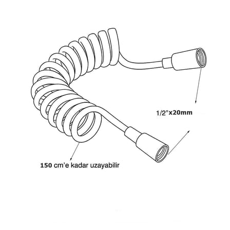 Yapıtaşı Yt274 Teleskopik Esnek Yaylı Pvc Duş spiral Hortumu 150cm Gri