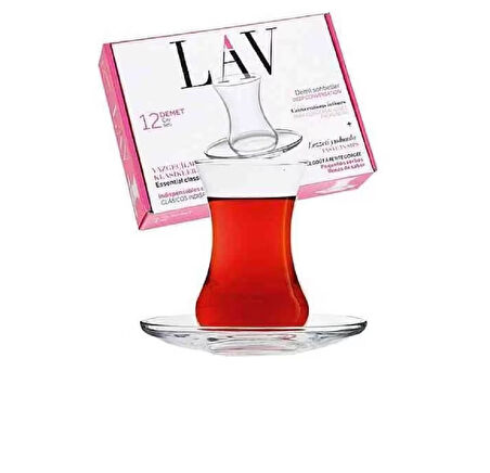 Lav Demet 12 Parça Çay Seti (6 Çay Bardak + 6 çay tabağı )