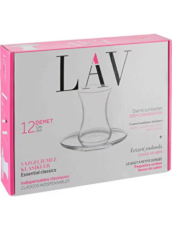 Lav Demet 12 Parça Çay Seti (6 Çay Bardak + 6 çay tabağı )