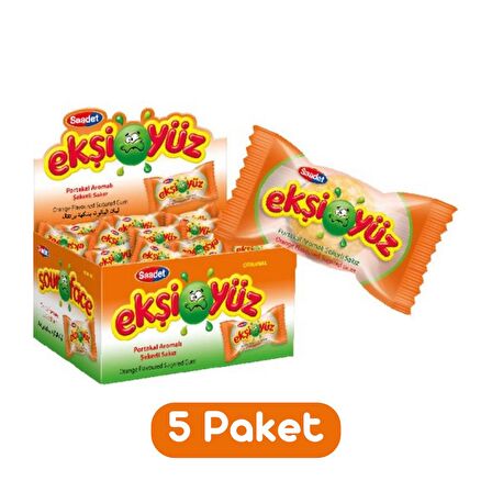 Saadet Ekşiyüz 3.5 Gr x 100 Adet Portakal Aromalı Sakız 5 Paket