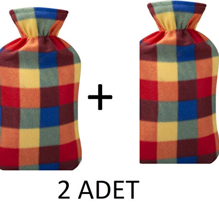 2 ADET Sıcak Su Torbası Kauçuk Termofor Polar Kılıflı Yıkanır Boğaz Boyun Baş Isıtıcı Ped 2lt