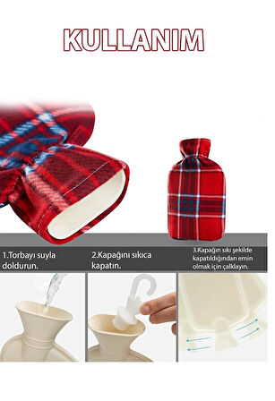 2 ADET Sıcak Su Torbası Kauçuk Termofor Polar Kılıflı Yıkanır Boğaz Boyun Baş Isıtıcı Ped 2lt