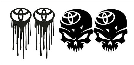 Toyota Sticker Set Kurukafa ve Kanlı Logo