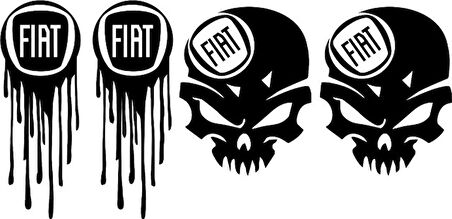 Fiat Kuru Kafa 2 Adet Kanlı Logo 2 Adet Sticker Yapıştırma