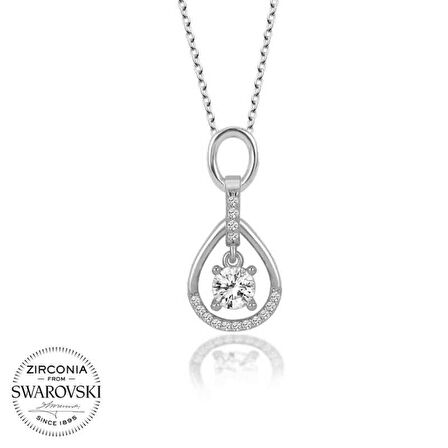 Swarovski Taşlı Lucky Life 925 Ayar Gumuss  Tektaş Kadın Kolye