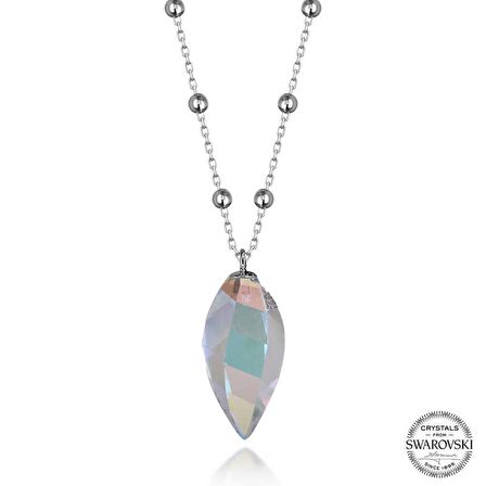 Swarovski Crystal Taşlı Top Zincir Lucky Life 925 Ayar Gumuss  Kadın Kolye