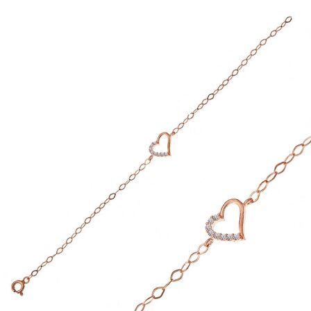 Lucky Life 925 Ayar Gumuss  Rose Kalp Kadın Bileklik