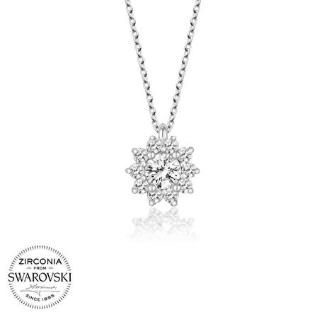 Swarovski Taşlı Lucky Life 925 Ayar Gumuss  Tektaş Kadın Kolye