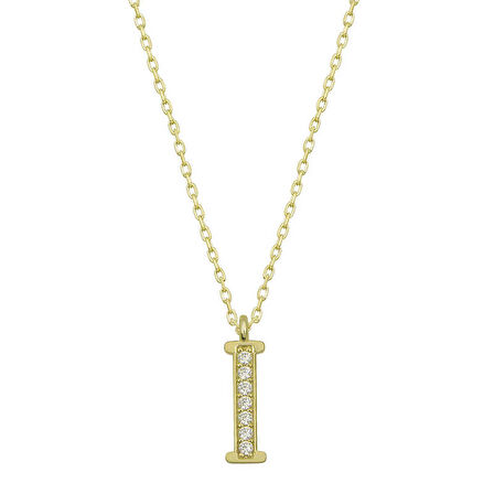 Lucky Life 925 Ayar Gumuss  Gold I Harfi Kadın Kolye