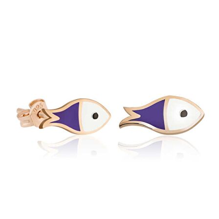 Lucky Life 925 Ayar Gumuss  Mor Balık Küpe