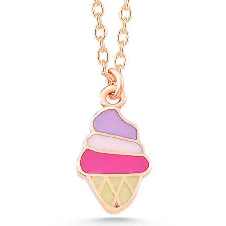 Lucky Life 925 Ayar Gumuss  Rose Renkli Dondurma Kadın kolye