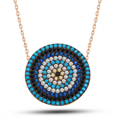 ​Lucky Life 925 Ayar Gumuss  Rose Nazar Kadın Kolye