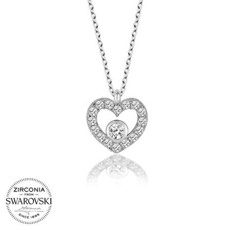 Swarovski Taşlı Lucky Life 925 Ayar Gumuss  Kalp Bayan Kolye