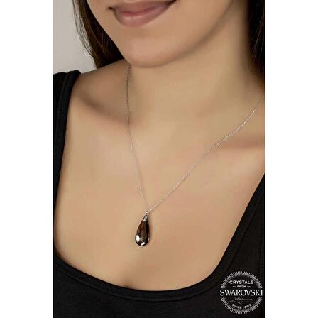 Swarovski Crystal Taşlı Damla Lucky Life 925 Ayar Gumuss  Kadın Kolye