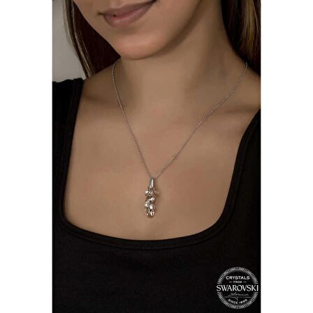 Swarovski Crystal Taşlı Salkım Lucky Life 925 Ayar Gumuss  Kadın Kolye