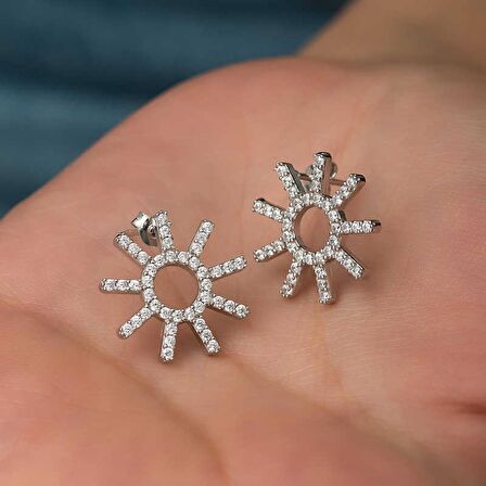 Lucky Life 925 Ayar Gumuss  Güneş Kadın Küpe