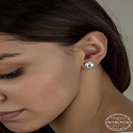 Swarovski Crystal Taşlı Lucky Life 925 Ayar Gumuss  Çivili Kadın Küpe