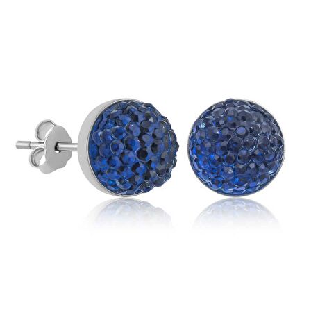 Lucky Life 925 Ayar Gumuss  Kristal Mavi Çivili Küpe