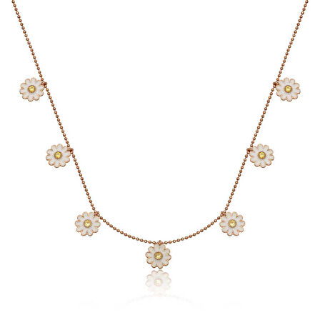 Lucky Life 925 Ayar Gumuss  Rose Papatya Şans Kadın Kolye