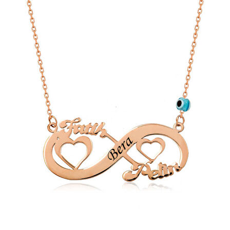 ​Lucky Life 925 Ayar Gumuss  Rose Kalpli Sonsuzluk İsimli Kolye