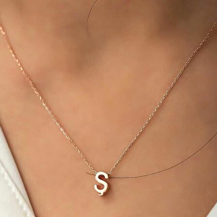 Lucky Life 925 Ayar Gumuss  Rose 3 Boyutlu Ş Harf Bayan Kolye