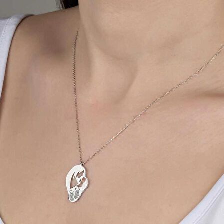 Swarovski Taşlı Lucky Life 925 Ayar Gumuss  Anne Bebek Kadın Kolye