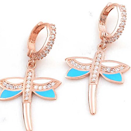 ​Lucky Life 925 Ayar Gumuss  Rose Sallantılı Yusufcuk Kadın Küpe